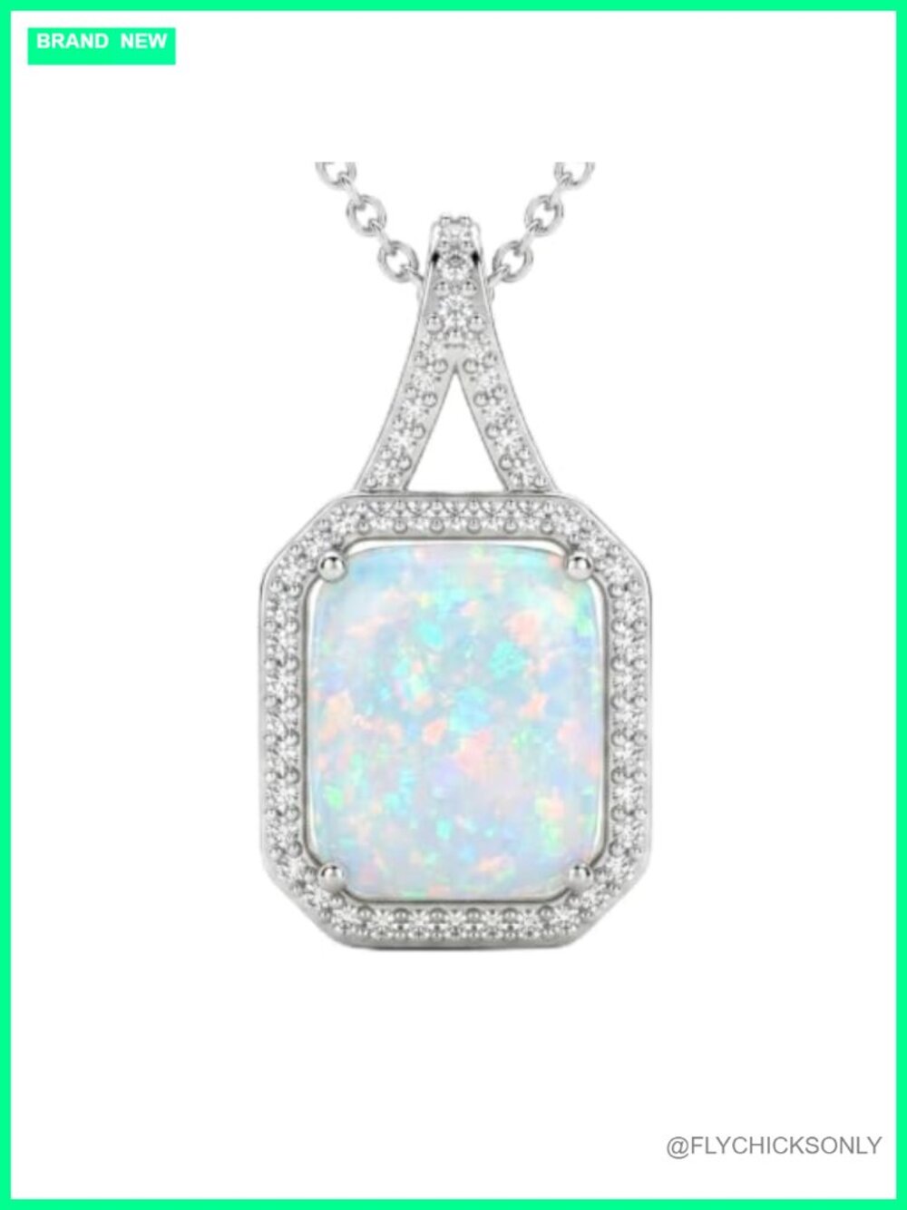 Sterling Silver Opal Pendant Necklace Dainty Minimalist Everyday Jewelry Gift